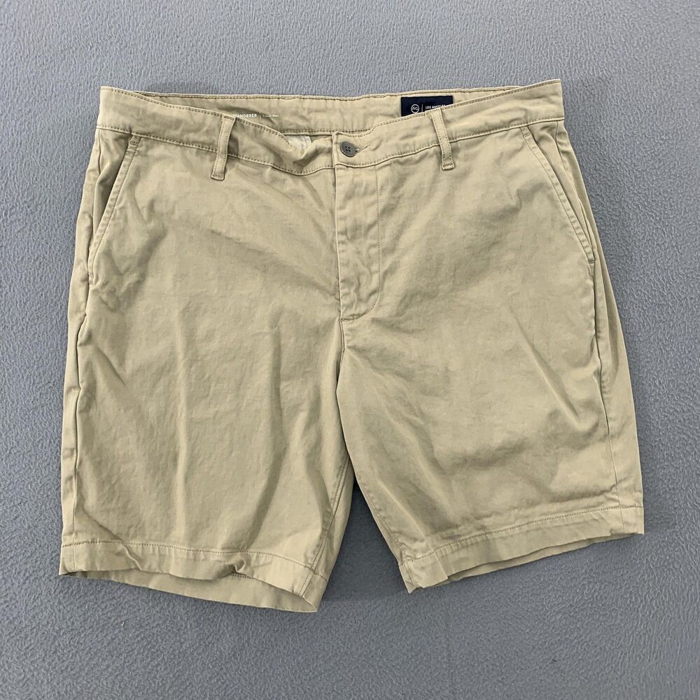 AG Adriano Goldschmied Shorts Mens 36 Beige Wanderer Trouser Chino Stretch Twill